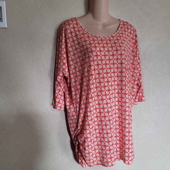 41 Hawthorn Cream Orange Geometric Printed ¾ Sleeve Blouse Size Womens Large NEW - Picture 4 of 9